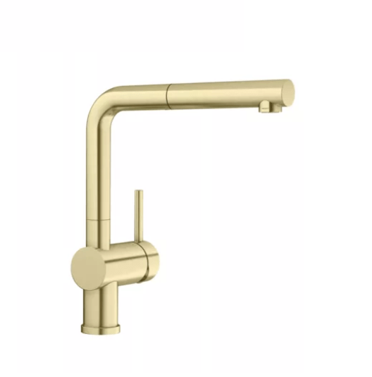 BLANCO LINUS-S L-SPOUT PULL-OUT SINK MIXER (SATIN GOLD)