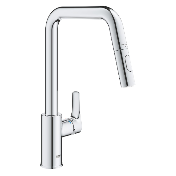 GROHE 30619000 EUROSMART OHM SINK U-SPOUT SINK MIXER 1/2" WITH PULL-OUT DUAL SPRAY