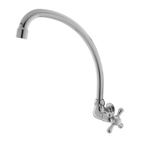 FIDELIS FT-119-7 "J" SPOUT CROSS HANDLE KITCHEN SINK BIB TAP - CHROME