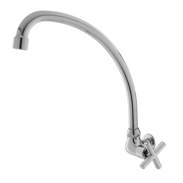 FIDELIS FT-119-8 "J" SPOUT CROSS ROD HANDLE KITCHEN SINK BIB TAP - CHROME
