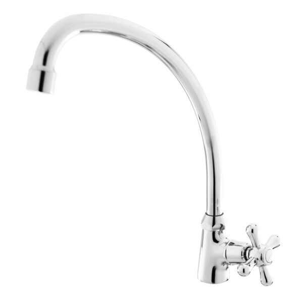 FIDELIS FT-129-7 "J" SPOUT CROSS HANDLE KITCHEN SINK TAP - CHROME