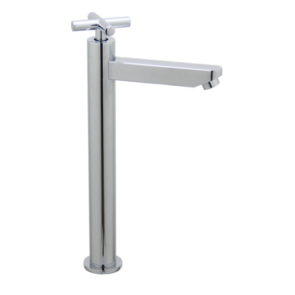 FIDELIS FT-160-8H TALL BASIN TAP (EXTENDED ROUND BODY/SPOUT CROSS ROD HANDLE)