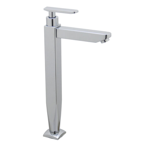 FIDELIS FT-163-4H TALL BASIN TAP (EXTENDED SQUARE VASE BODY/SPOUT FLAT HANDLE)