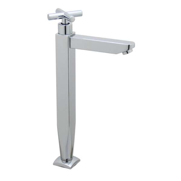 FIDELIS FT-163-8H TALL BASIN TAP (EXTENDED SQUARE VASE BODY/SPOUT CROSS ROD HANDLE)