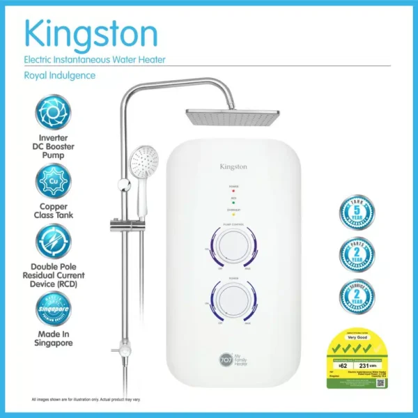 707 KINGSTON INSTANT WATER HEATER WITH RAIN SHOWER (DC PUMP) - WHITE