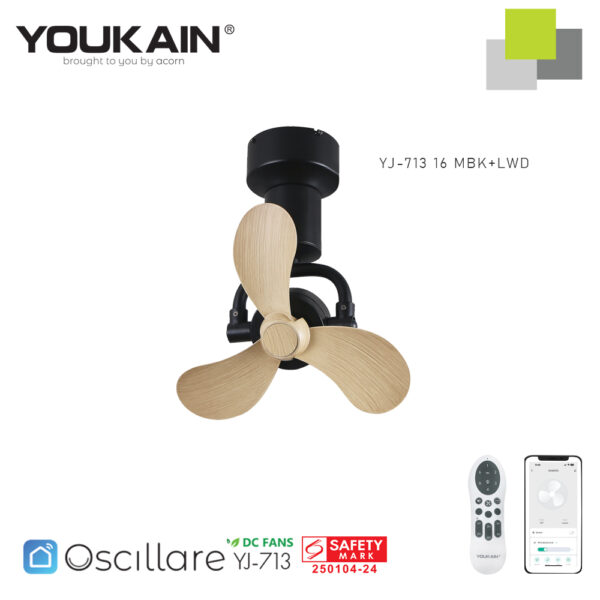 YOUKAIN OSCILLARE YJ-713 16" MBK+LWD CORNER FAN