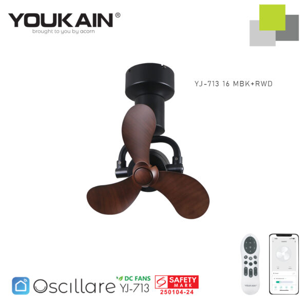 YOUKAIN OSCILLARE YJ-713 16" MBK+RWD CORNER FAN