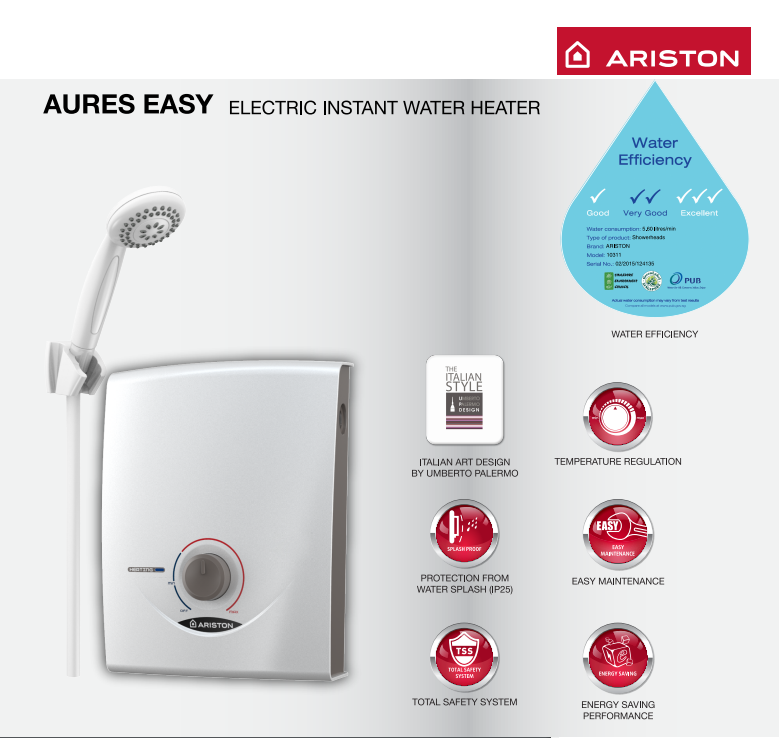 ARISTON AURES EASY SB33 INSTANT HEATER - PH Bathroom