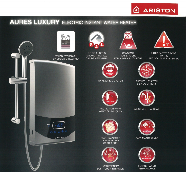 ARISTON AURES LUXURY ST33 INSTANT HEATER - PH Bathroom